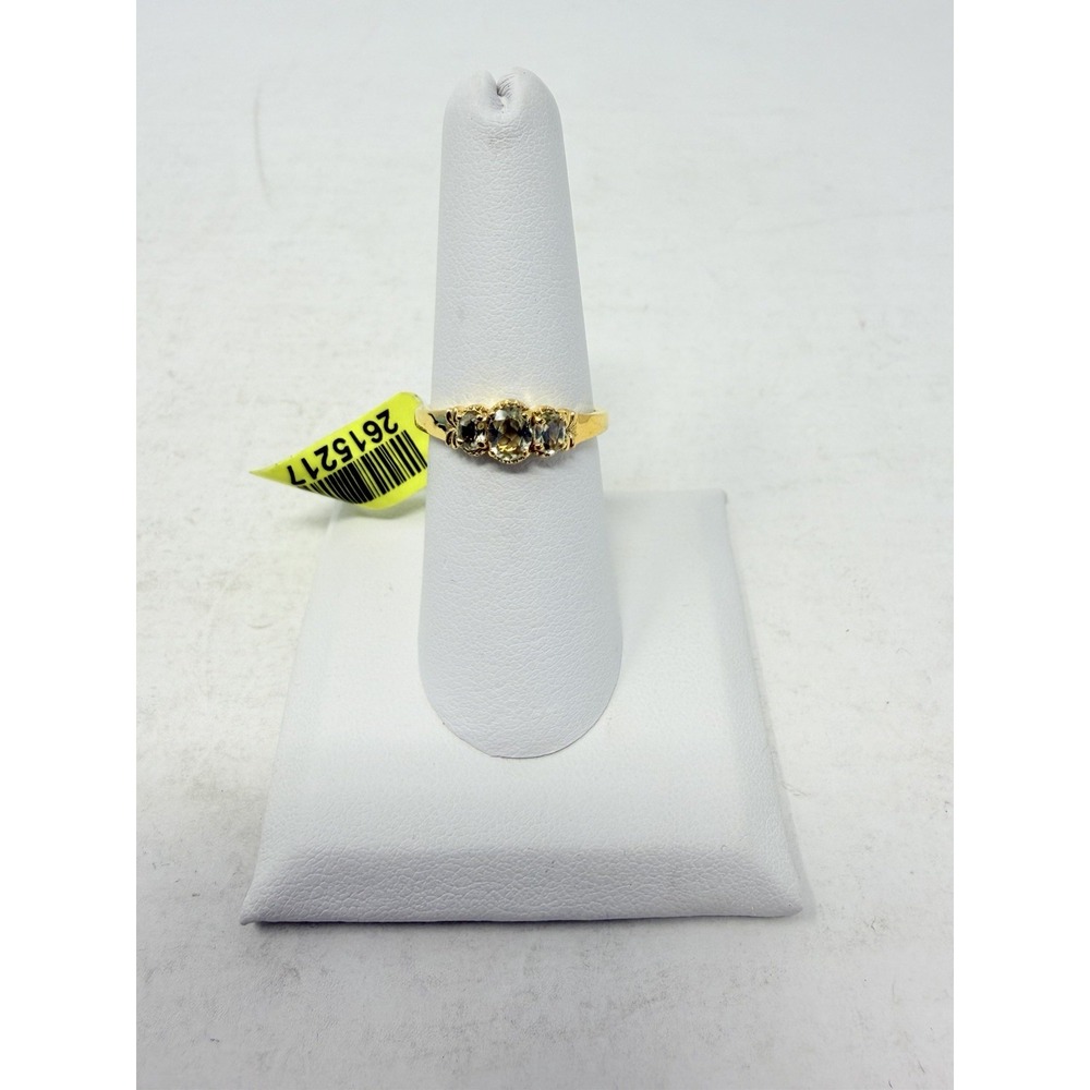 Shop LC Turkizite 14K YG Over Sterling Silver Trilogy Size 7 Ring 0.75 cts. 5153
